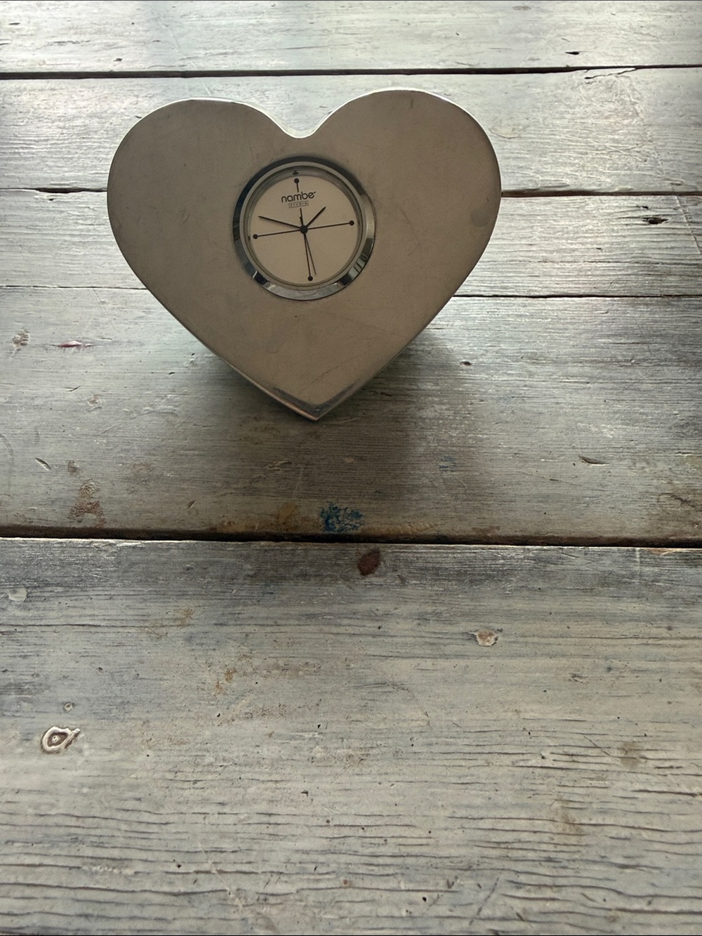 Nambe from Nambe NM Heart Shaped desk Clock - Modern Heart Decor. 2.25x4x3.5.